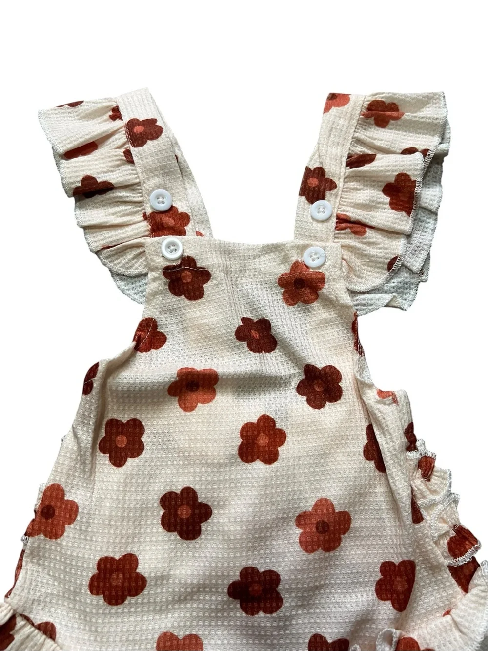 Baby Girl Floral Boho Romper + Headband Set NWOT Ruffle Sunsuit 0-3M